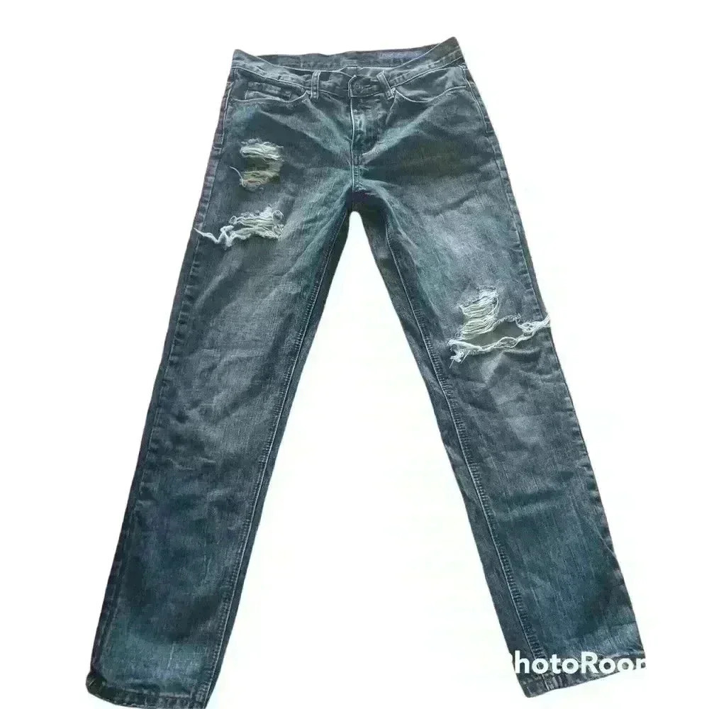 Denim Colab Salt Water & Song Womens Mid Rise Boyfriend Distressed Denim 9
